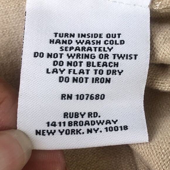 Ruby Rd. Women’s Embellished V neck 3/4 Sleeve Glacé Buff Sweater Small NWT - Picture 13 of 14
